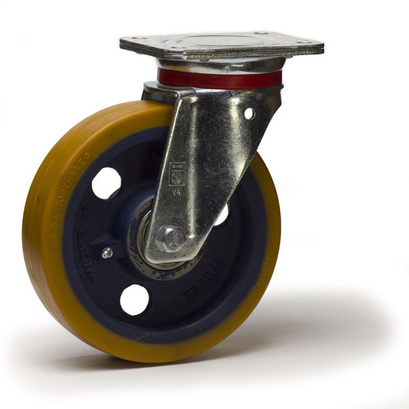 Roulette pivotante à frein diamètre 82 mm polyuréthane marron…