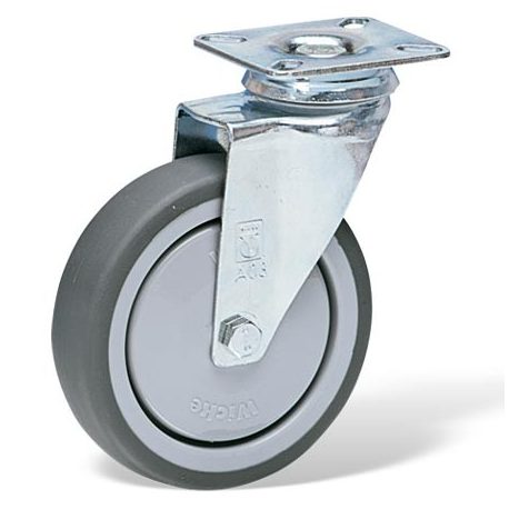 Roulette pivotante pour chariot plate-forme en aluminium: Ø 100 x 25 mm