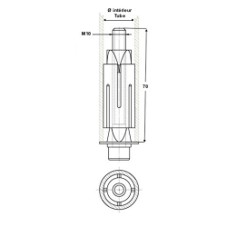 Douille expansible pour tube rond de 24 à 27 oeil de 10 mm