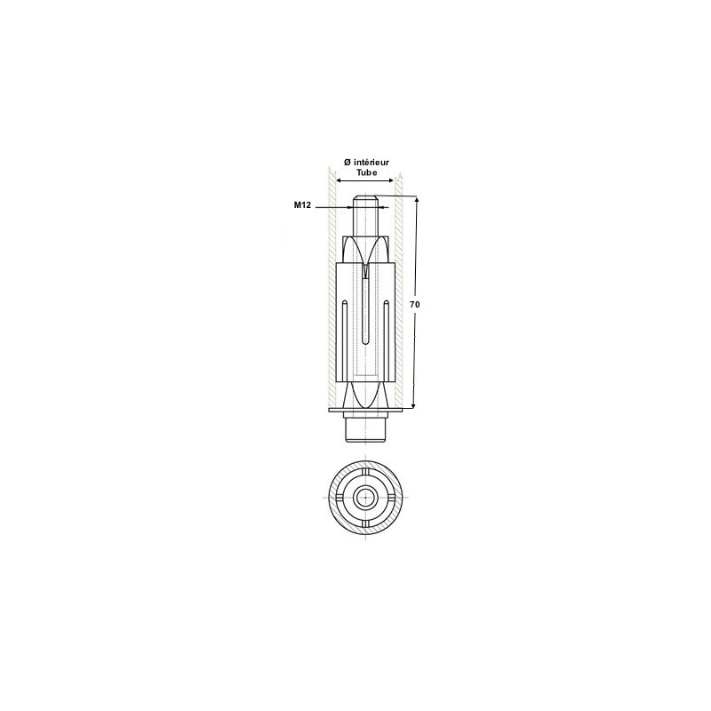 fixation expansible pour tubes, fixation pour tube rond: 21,0 - 21,9 mm -   - Roues et roulettes Vulkollan