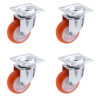 Lot de 4 roulettes pivotantes polyuréthane rouge  50 mm - 165 Kg