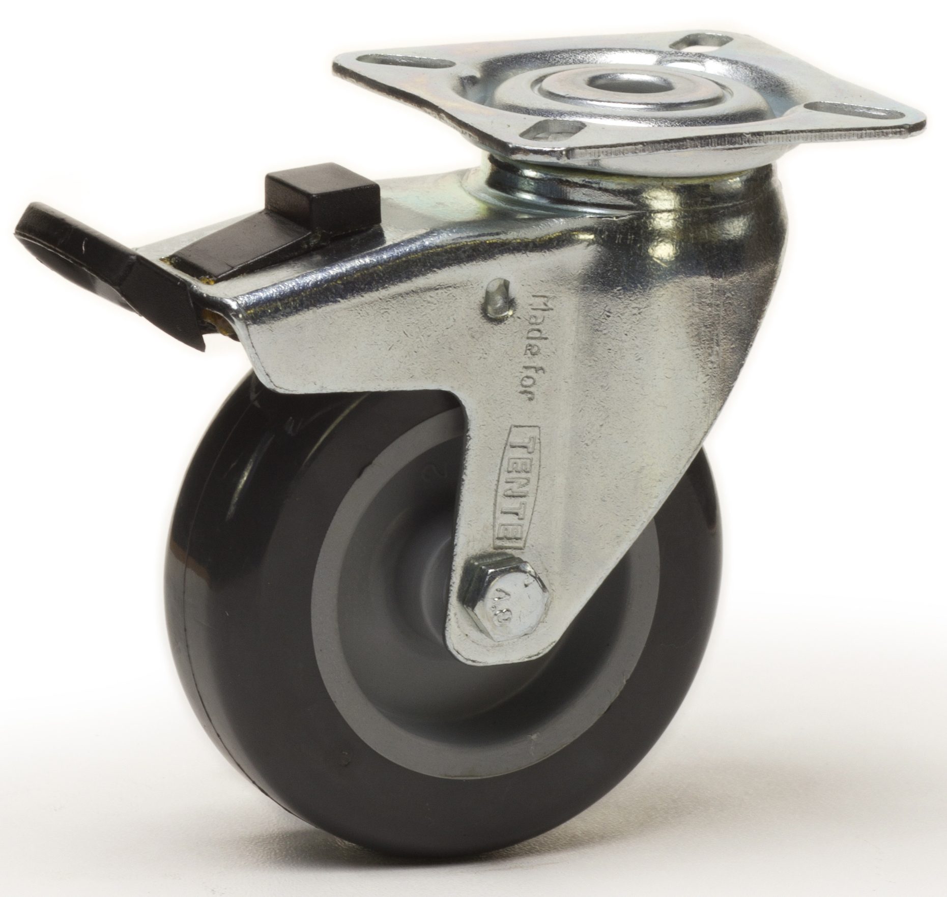 Primematik - roulettes pivotantes roue industrielle en polyuréthane et pvc  transparent avec frein 50 mm 4-pack - Conforama