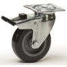 Roulette pivotante à frein diamètre 75 fixation platine ,caoutchouc gris , charge 60 Kg