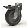 Roulette à oeil pivotante à frein diamètre 75 mm caoutchouc gris - 60 Kg
