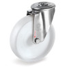 Roulette à oeil INOX pivotante diamètre 80 mm roue polyamide blanc - 100 Kg