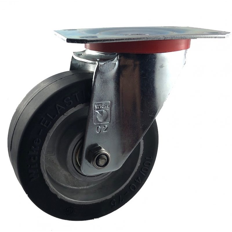 Roulette pivotante à platine roue caoutchouc noire ø65 charge 60kg -  Fournitures Industrielles