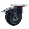 Roulette pivotante à frein diamètre 80 mm caoutchouc EASYROLL® NOIR roulement à billes - 100 Kg