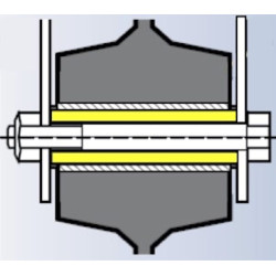 Entretoise INOX pour roue alésage 12  longueur de moyeu 45 vis de 8 mm