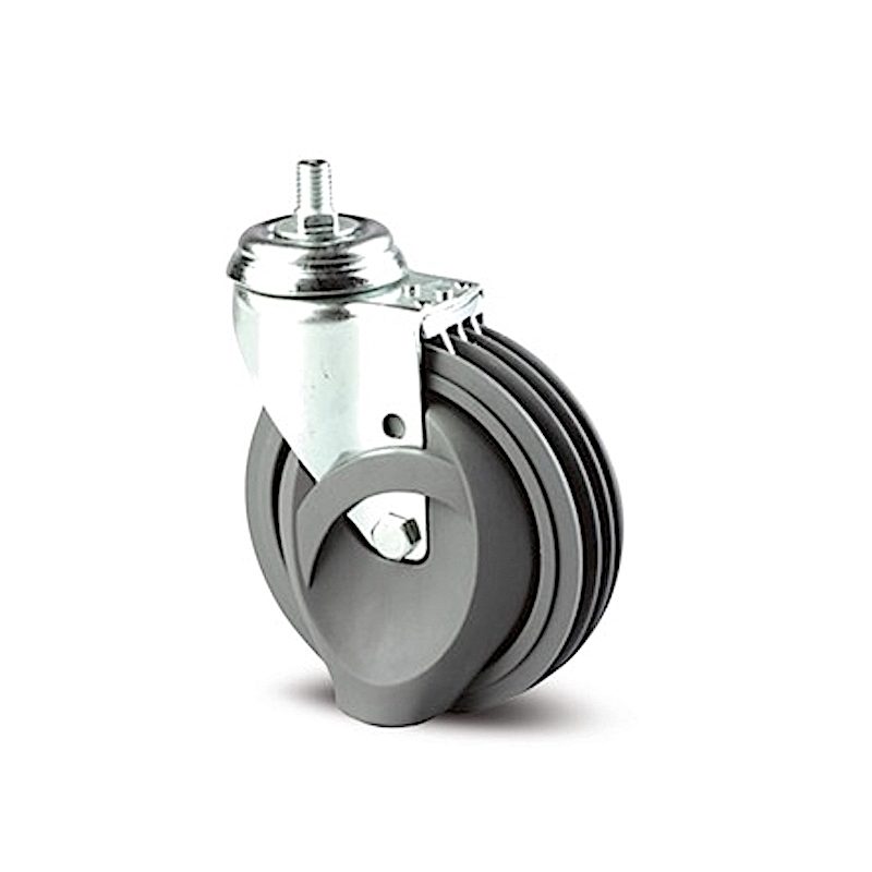 Roulette pivotante tige filetée diamètre 125 mm caoutchouc gris…