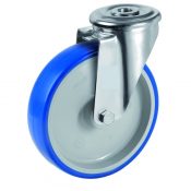 Roulette pivotante silencieuse industrielle Shepherd Hardware en caoutchouc avec  frein, capacité de 450 lb, bleu, 5 po