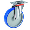 Roulette INOX pivotante diamètre 100 mm roue polyuréthane BLEU-SOFT®  - 120 Kg