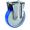 Roulette INOX fixe diamètre 125 mm roue polyuréthane BLEU-SOFT®  - 180 Kg