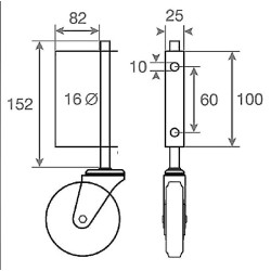Roulette diamètre 100 mm à  suspension pour portail - 57 Kg