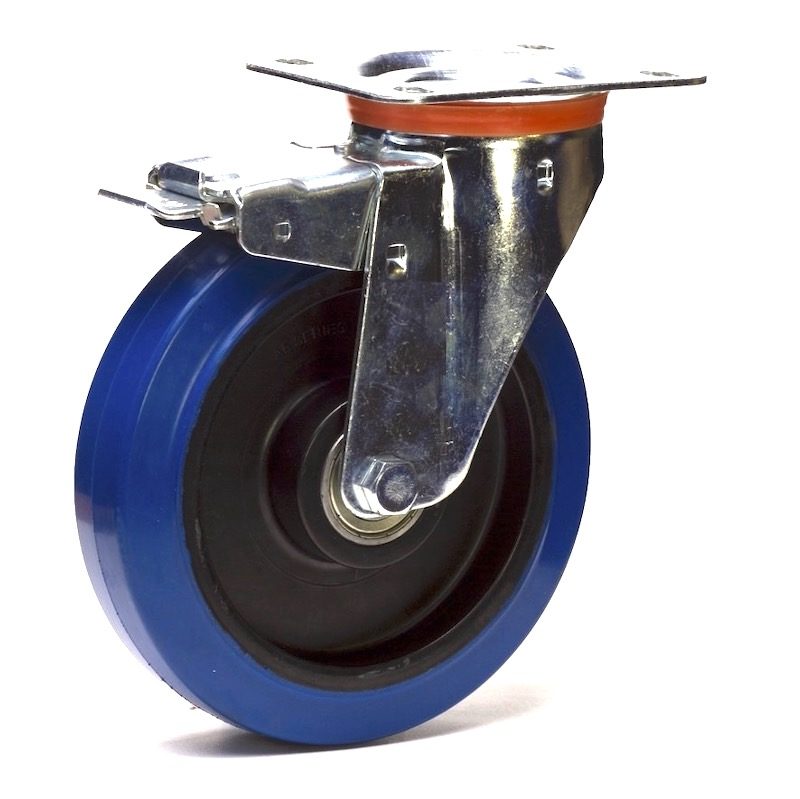 Roulette Pivotante avec Frein bleu 80 mm