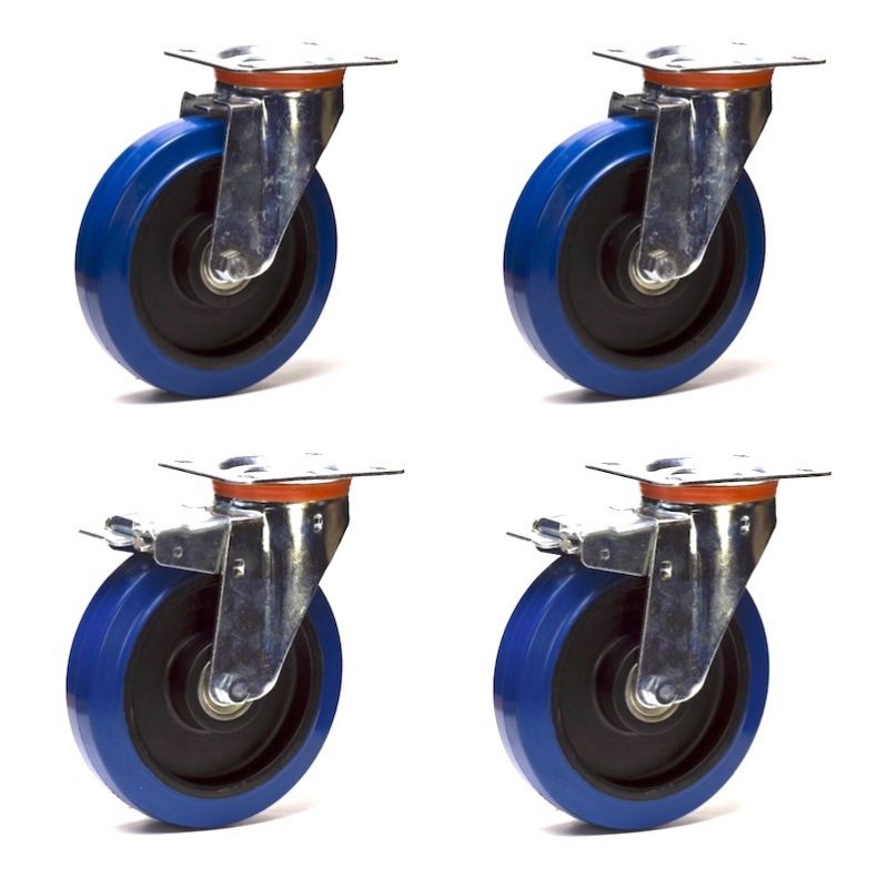 Roulette pivotante en caoutchouc élastique bleu avec plateau supérieur -  80mm - 100kg nécessaire ?