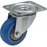 Roulette pivotante caoutchouc EASYROLL® BLEU élastique diamètre 80 mm