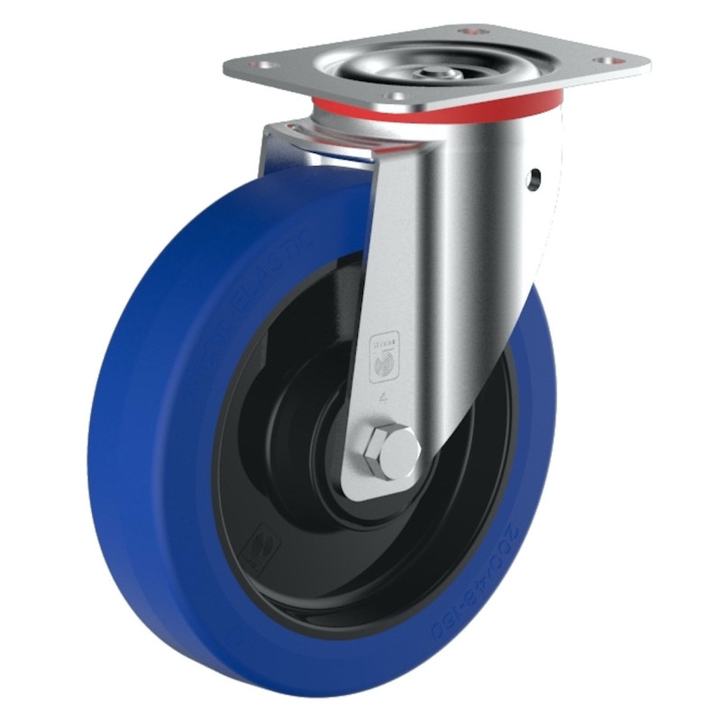 Roulette pivotante caoutchouc EASYROLL® BLEU diamètre 100 mm roulement à rouleaux - 140 Kg