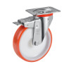 Roulette pivotante à frein diamètre 80 mm roue polyuréthane rouge - 120 Kg