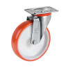 Roulette pivotante diamètre 100 mm roue polyuréthane rouge - 170 Kg