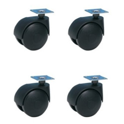 Lot de 4 roulettes pivotantes jumelées  noir 40 mm - 120 Kg