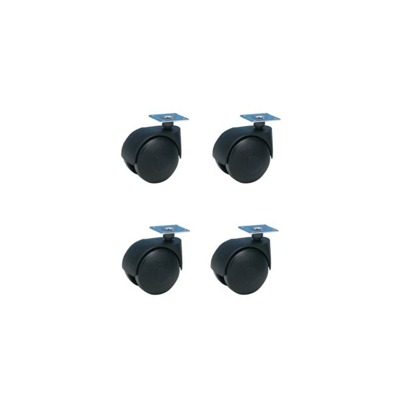 Lot de 4 roulettes pivotantes jumelées  noir 40 mm - 120 Kg