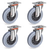 Lot de 4 roulettes INOX pivotantes caoutchouc non tachant 125 mm - 300Kg