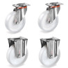 4x Roulette INOX pivotantes et fixes polyamide BLANC Ø 100 mm - 600 K