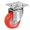 Roulette INOX pivotante diamètre 50 mm roue polyuréthane rouge - 55 Kg