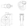 Roulette à oeil INOX pivotante diamètre 50 mm roue polyuréthane rouge - 55 Kg