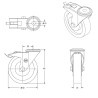 Roulette à oeil INOX pivotante à frein diamètre 60 mm roue polyuréthane rouge - 70 Kg