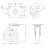 Lot de quatre roulettes pivotantes caoutchouc noir 80mm - 150Kg