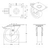 Lot de 4 roulettes pivotantes et pivotantes à frein caoutchouc noir 160 mm - 405 Kg