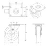 Roulette pivotante, diamètre 125 fixation à platine ,caoutchouc noir, charge 100 Kg