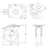 Roulette pivotante à frein, diamètre 80 fixation à platine, polyamide, charge 100 Kg