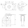 Lot roulettes pivotantes et pivotantes à frein polyamide blanc 100 mm - 600 Kg