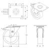 Lot roulettes pivotantes à frein et fixes polyamide blanc 100 mm - 600 Kg