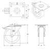 Roulette pivotante à frein, diamètre 150 fixation à platine, polyamide, charge 350 Kg