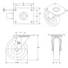 Roulette pivotante, diamètre 200 fixation à platine ,polyamide 6.6 renforcé, charge 550 Kg