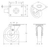 Lot de 4 roulettes pivotantes et fixe polyuréthane rouge diamètre 30 mm - 90 Kg