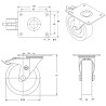 Lot de 4 roulettes pivotantes et pivotantes à frein polyuréthane rouge  50 mm - 165 Kg