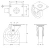 Roulette pivotante, diamètre 400 fixation à platine ,polyuréthane , charge 2800 Kg