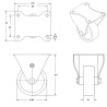 Lot de 4 roulettes pivotantes à frein et fixes polyuréthane rouge  80 mm - 360 Kg