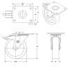 Lot de 4 roulettes pivotantes à frein et fixes polyuréthane rouge  80 mm - 360 Kg