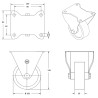 Lot de 4 roulettes pivotantes à frein et fixes polyuréthane rouge  100 mm - 510 Kg