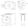 Lot de 4 roulettes INOX pivotantes et pivotantes à frein caoutchouc non tachant 125 mm - 300Kg