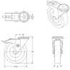 Lot de quatre roulettes à oeil pivotantes et à frein caoutchouc noir 160 mm - 405Kg