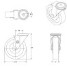 Lot de 4 roulettes à oeil pivotantes caoutchouc élastique bleu 100 mm charge 540 Kg