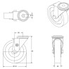 Lot de 4 roulettes à oeil pivotantes caoutchouc élastique bleu 125 mm  charge 750 Kg