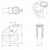 Lot roulettes à oeil pivotantes et pivotantes à frein polyamide blanc  80 mm - 450Kg