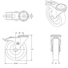 Lot roulettes à oeil pivotantes et pivotantes à frein polyamide blanc  100 mm - 450Kg